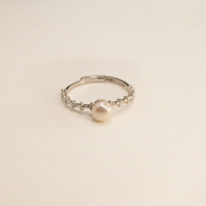Celeste Pearl Halo Ring
