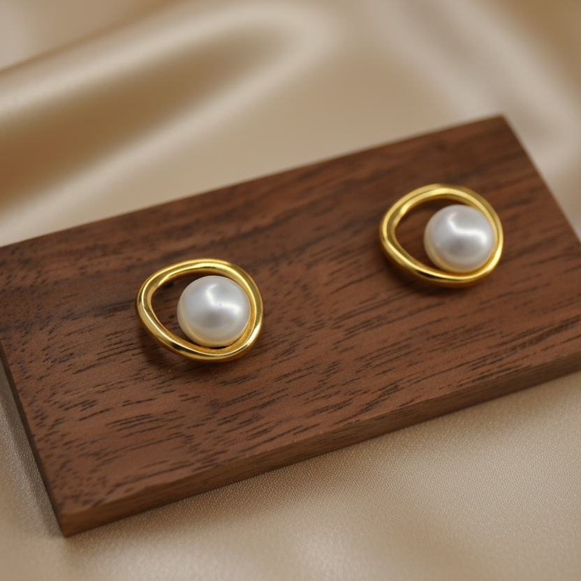Orbit Pearl Stud Earrings