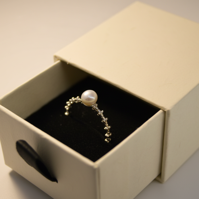 Celeste Pearl Halo Ring
