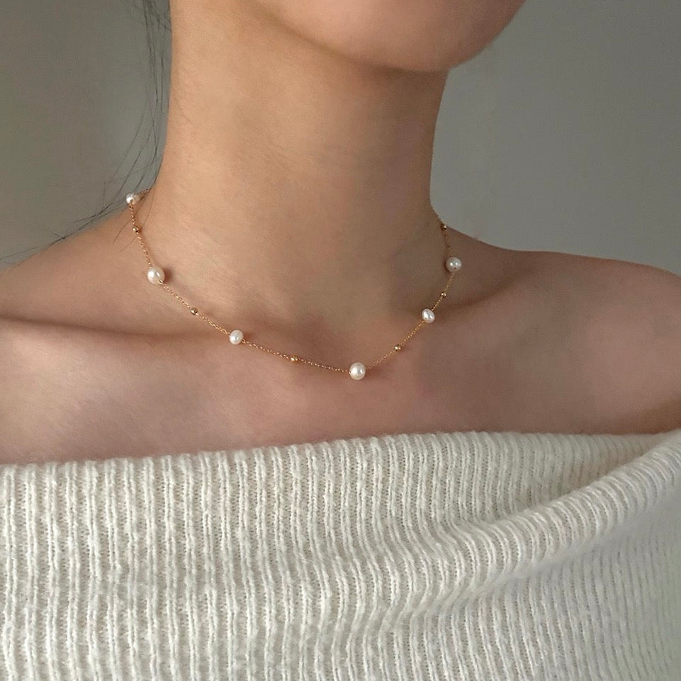 Stella Pearl Station Necklace