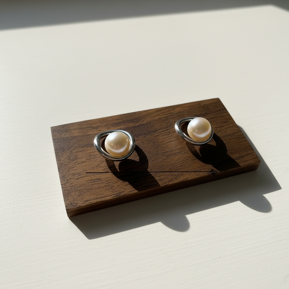Orbit Pearl Stud Earrings